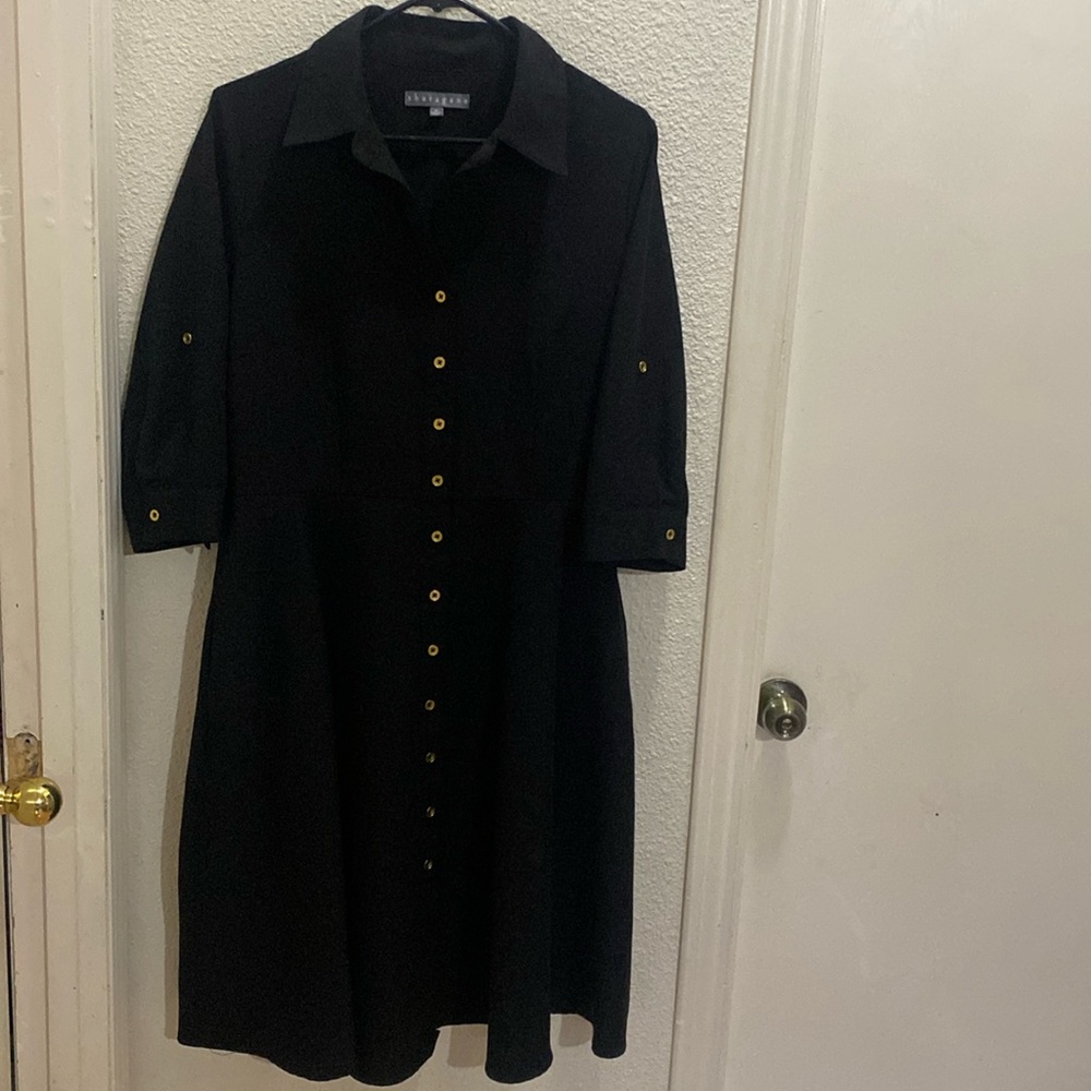 Sharagano Black Button-Up Midi Dress size 10